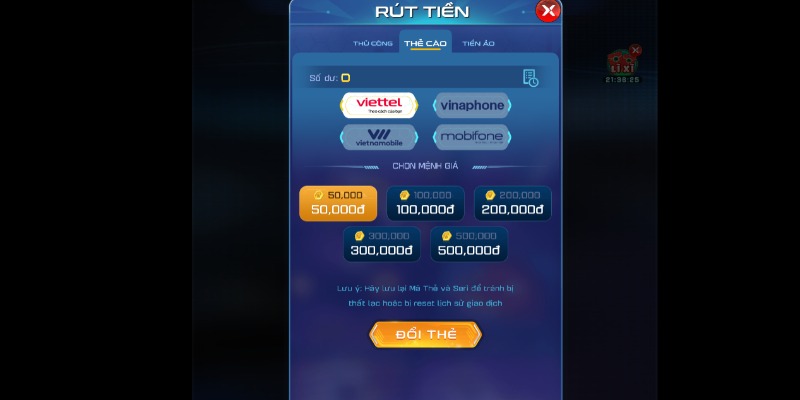 Cách để bạn rút thưởng thông qua tiền ảo tại cổng game